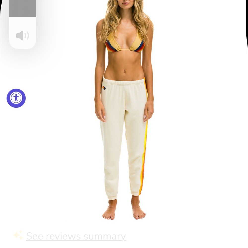 Aviator Nation Cream Pants with Rainbow Stripes - Picture 2 of 16